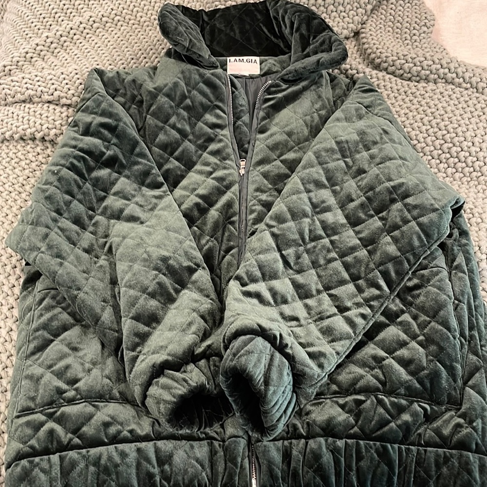 I AM GIA Emerald Velvet Quilted Jacket